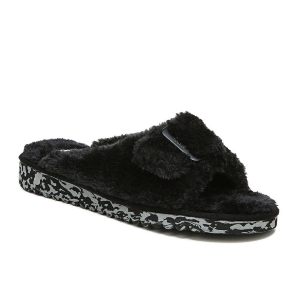 Dr. Scholl's Staycay OG Faux Fur Slide Slipper size 7 in Black- NEW